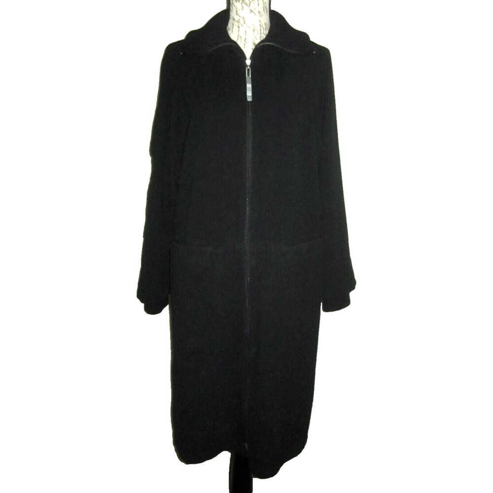Armani Jeans black wool coat w knit collar & cuffs, ladies's size 4 (US)